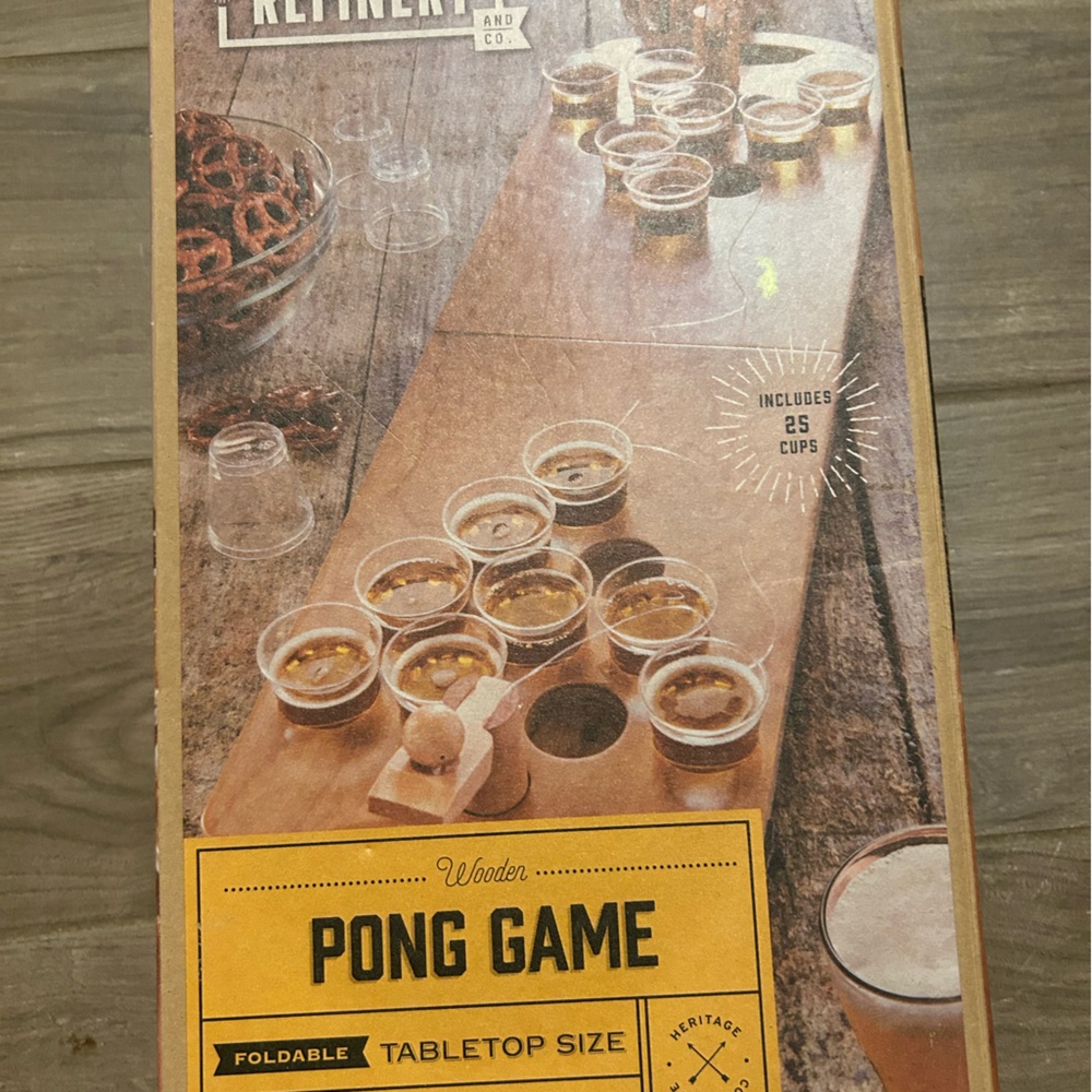 Refinery & Co. Tabletop Wooden Pong Drinking Game